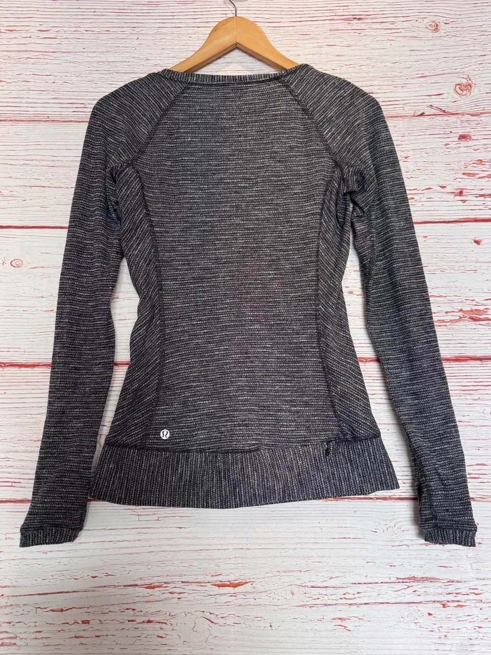 Lululemon Race Your Pace Long Sleeve in Coco Pique Black Sz 4